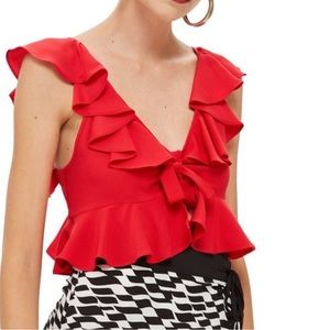 Top shop cropped ruffled tank